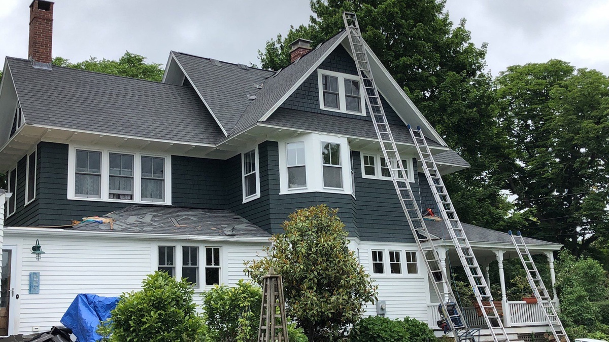 New plywood roof deck installed North Kingstown RI roof replacement