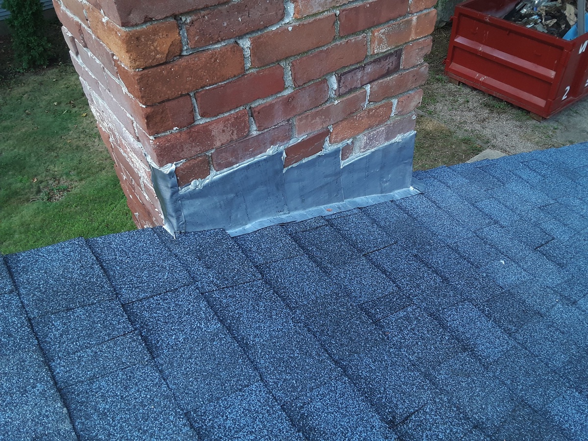 New chimney flashing on CertainTeed Landmark roof Hopkinton RI