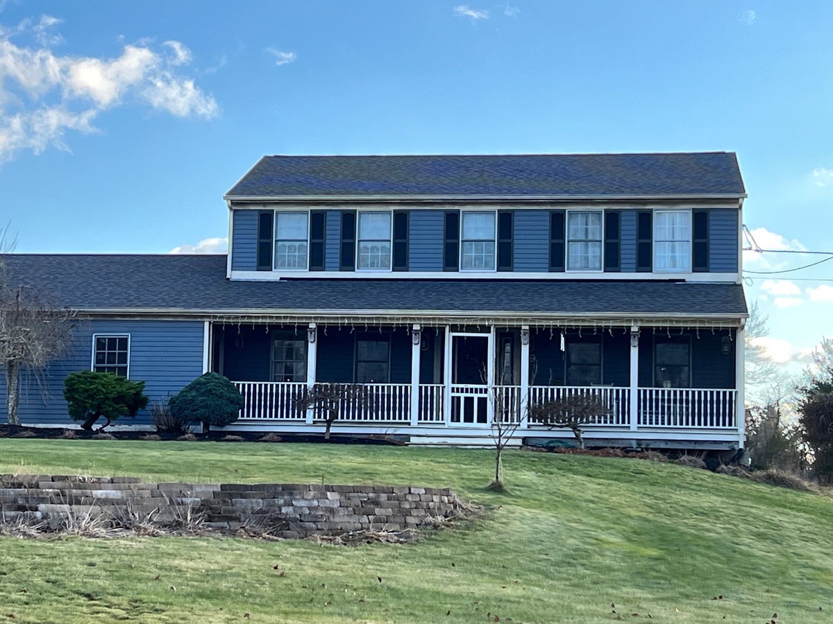 After — A Hopkinton, RI Colonial Farmhouse Reroofed — CertainTeed Landmark PRO in Max Def Pewterwood