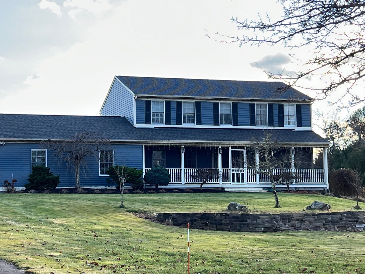 Hopkinton RI farmhouse after Landmark PRO Pewterwood roof replacement