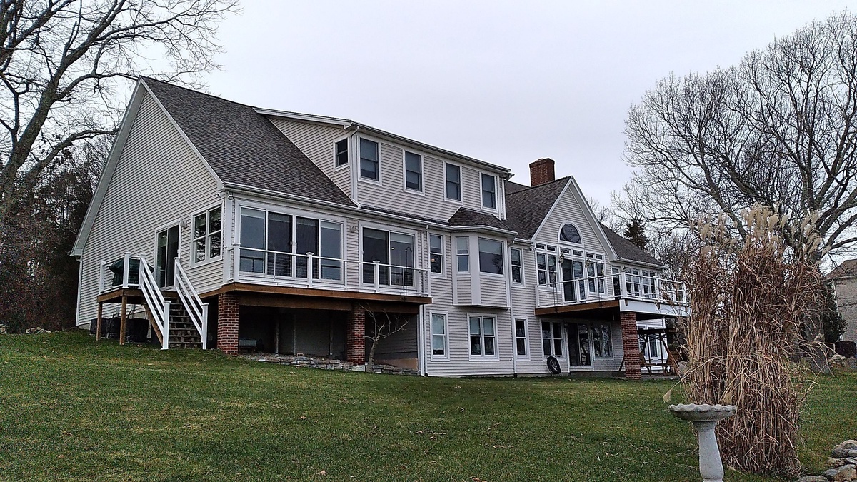 Rear elevation during South Kingstown RI storm damage restoration