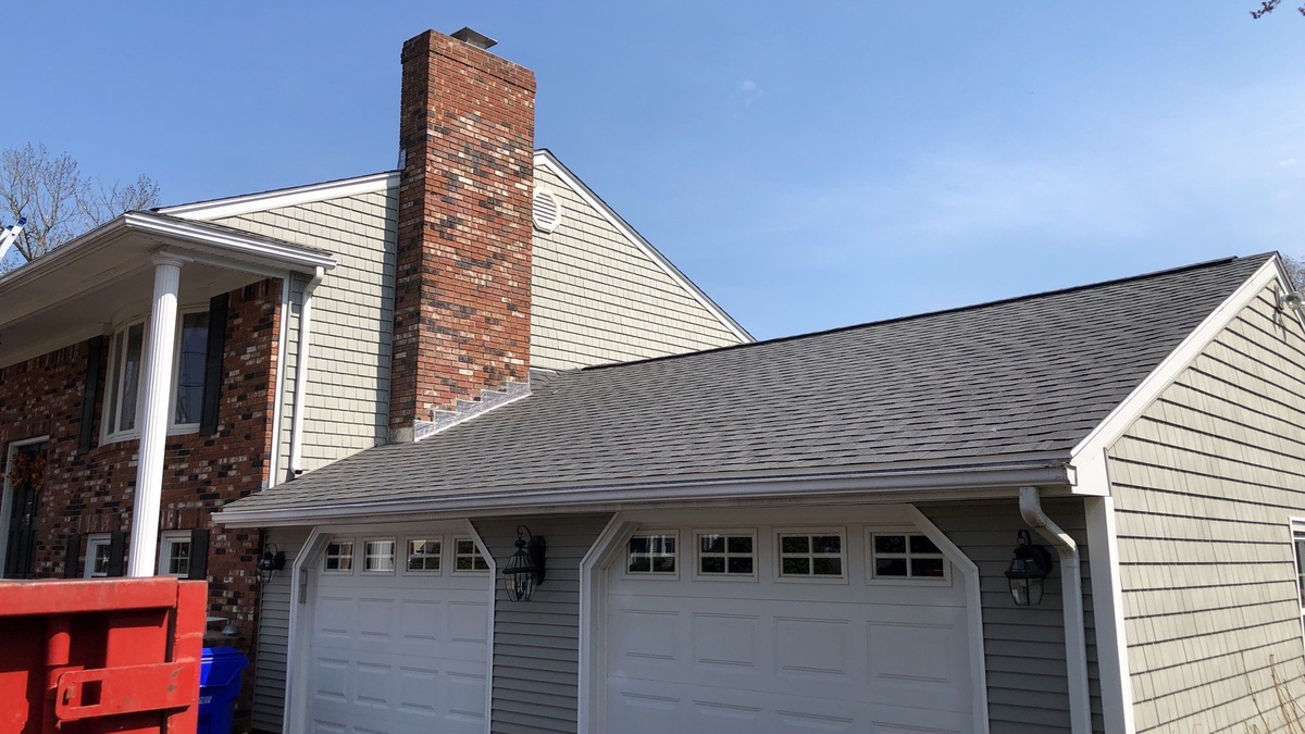 New Landmark Pewterwood roof over garage North Providence RI
