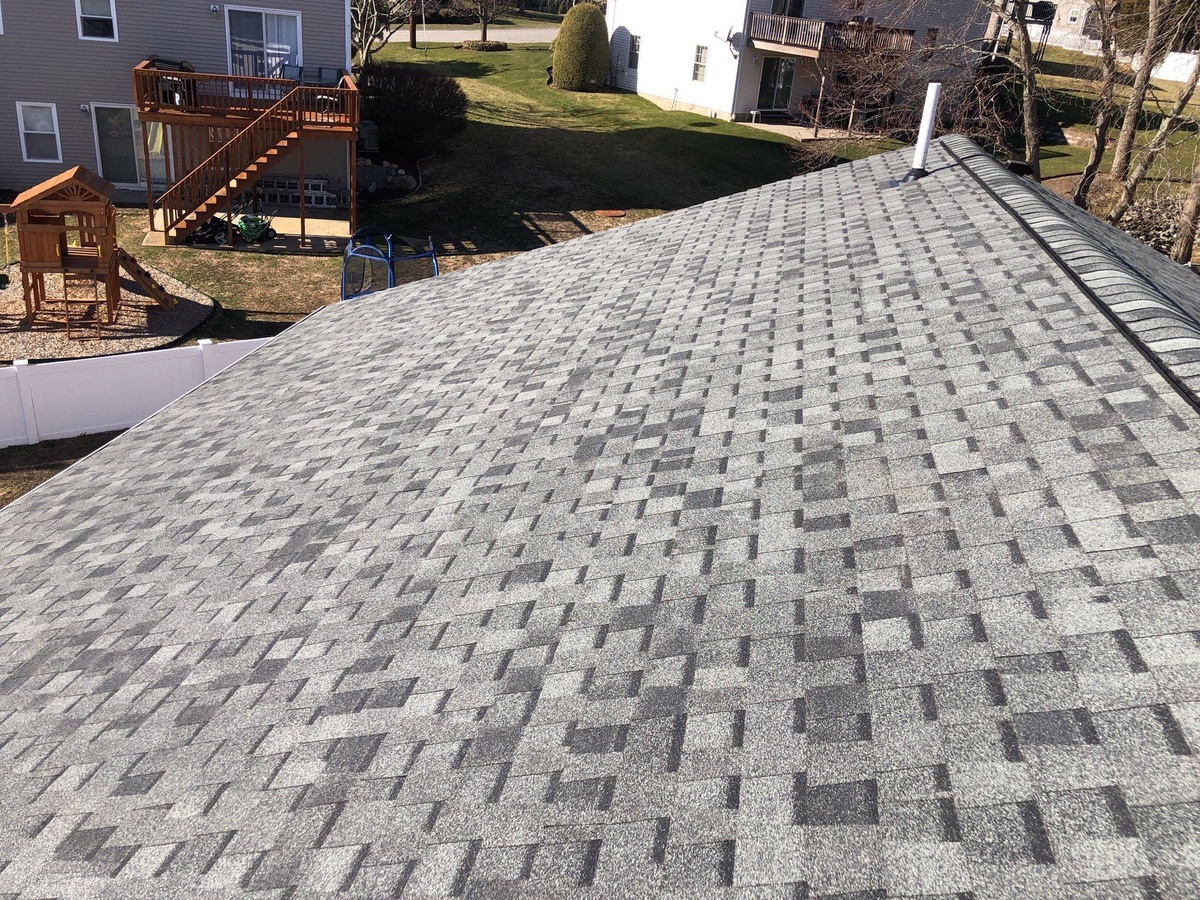 Granite Gray shingle field on North Providence RI storm restoration