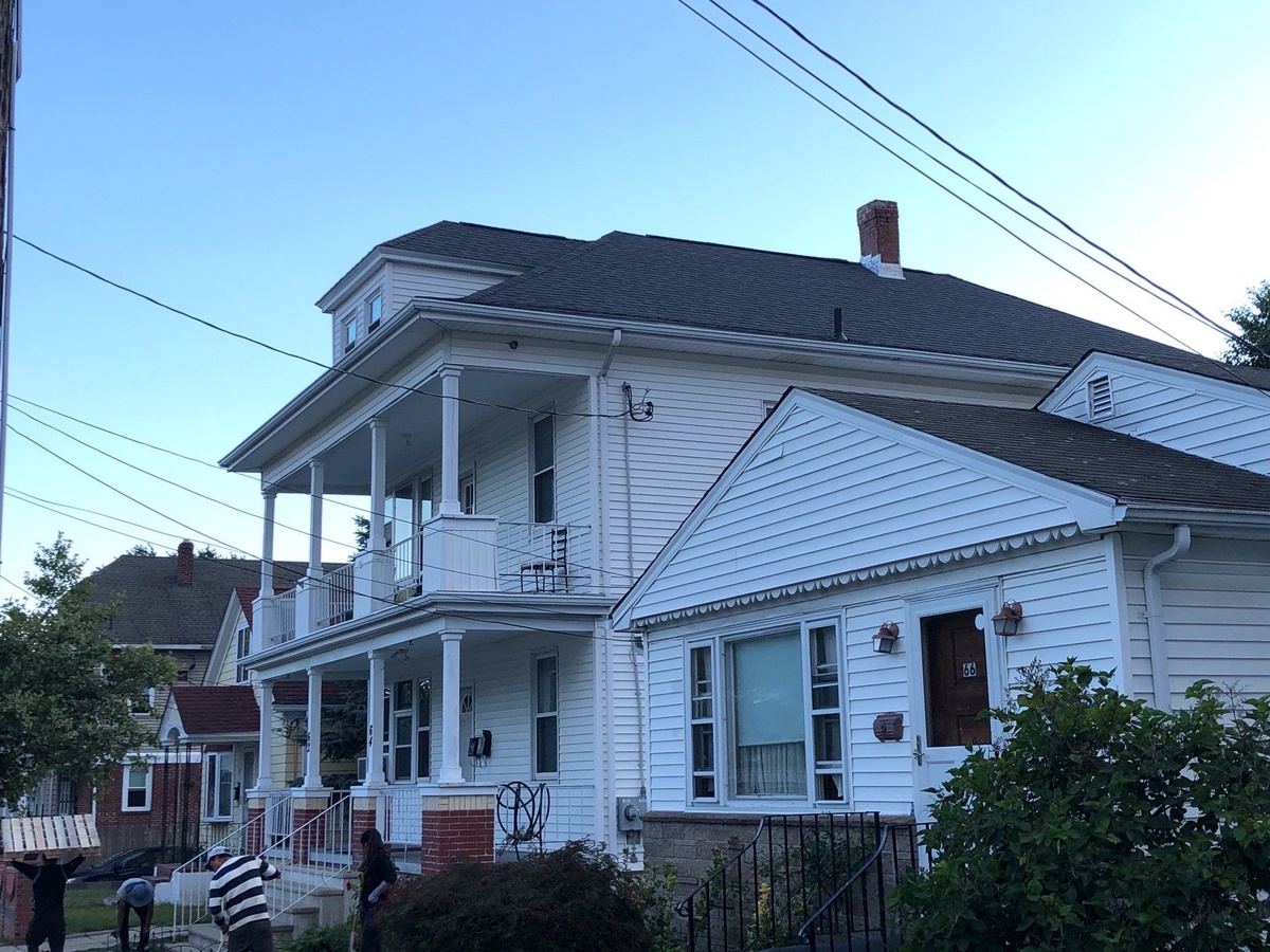 Finished CertainTeed Landmark Pewterwood roof Providence RI triple decker porches