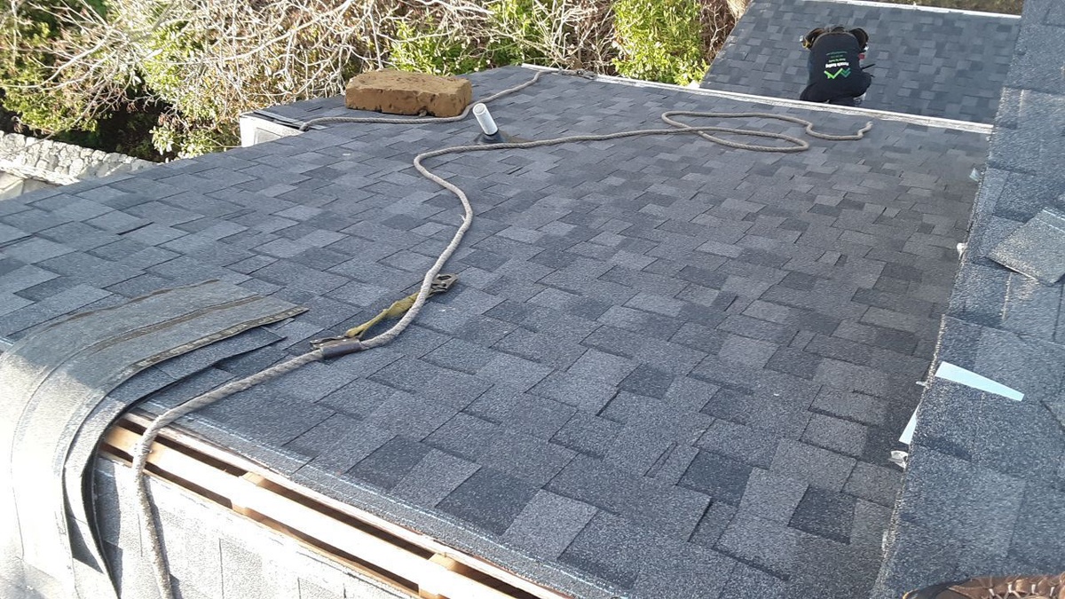 After — Wind Damage to Watertight — Landmark PRO in Max Def Pewterwood for a Portsmouth, RI Insurance Claim