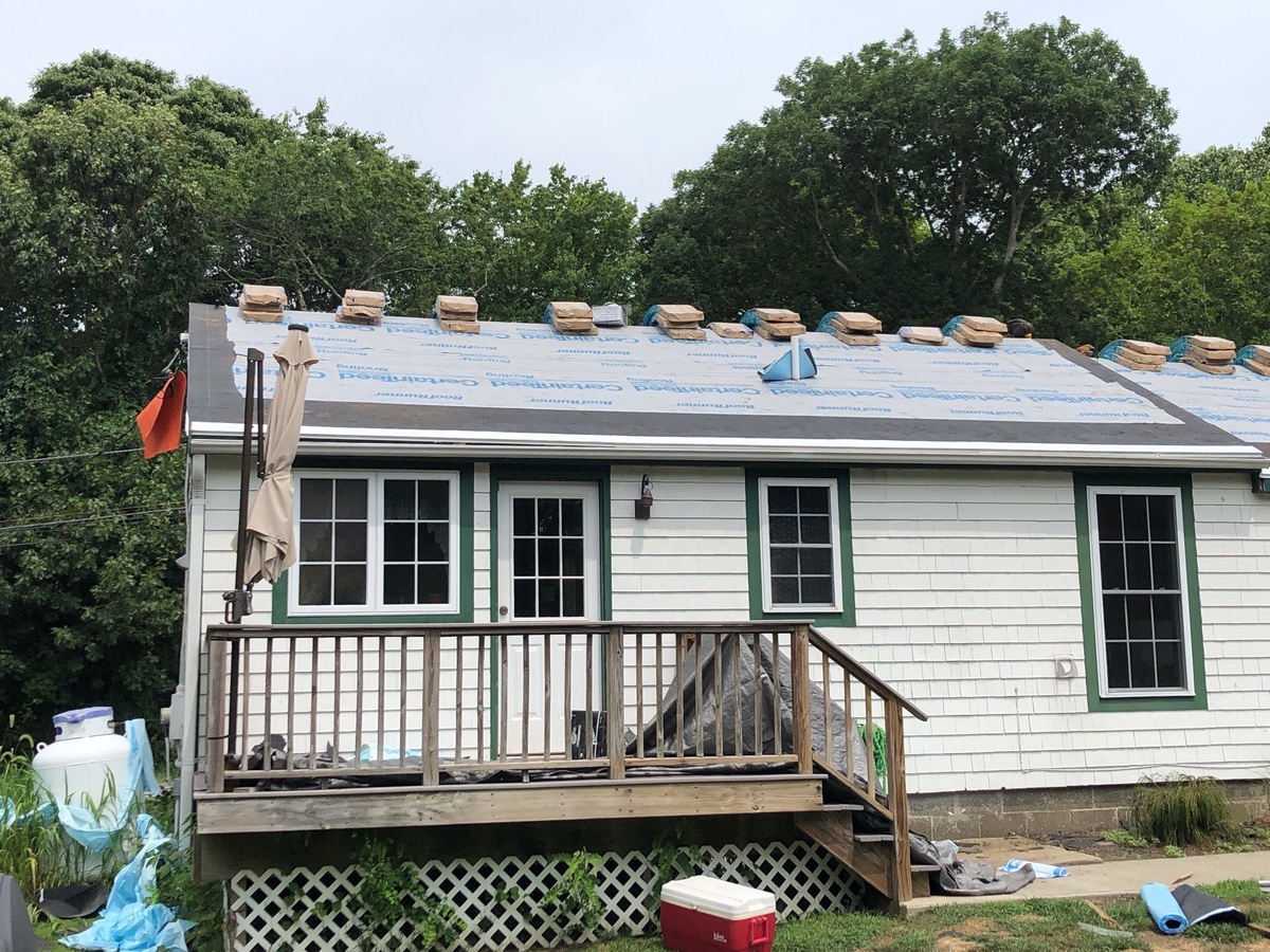 New roof vents and underlayment during Jamestown RI roof and gutter project