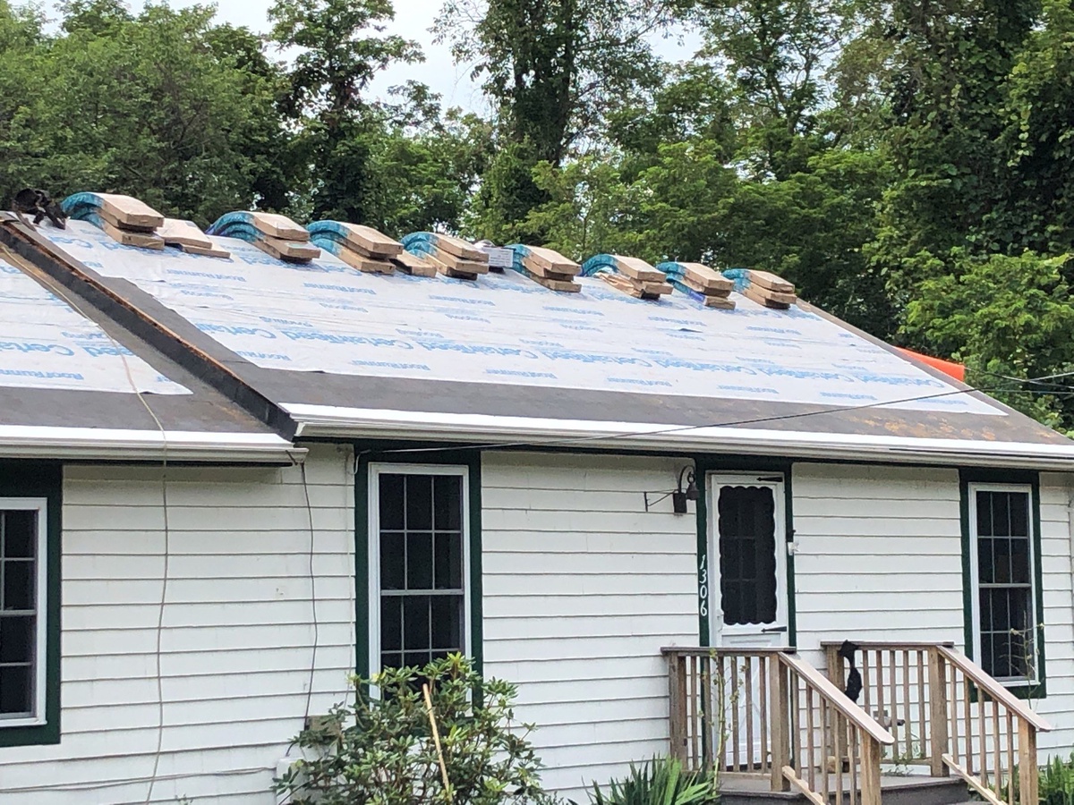 Roof edge prepared for seamless gutters Jamestown RI