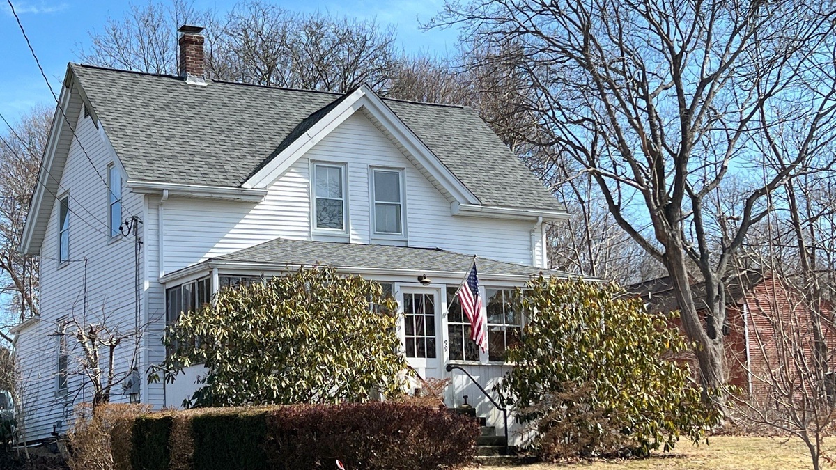 After — New Plywood Deck and CertainTeed Landmark Shingles in Granite Gray — A Jamestown, RI Roof Replacement
