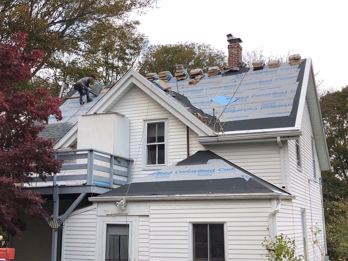 Ice and water shield and underlayment installed on Jamestown RI roof