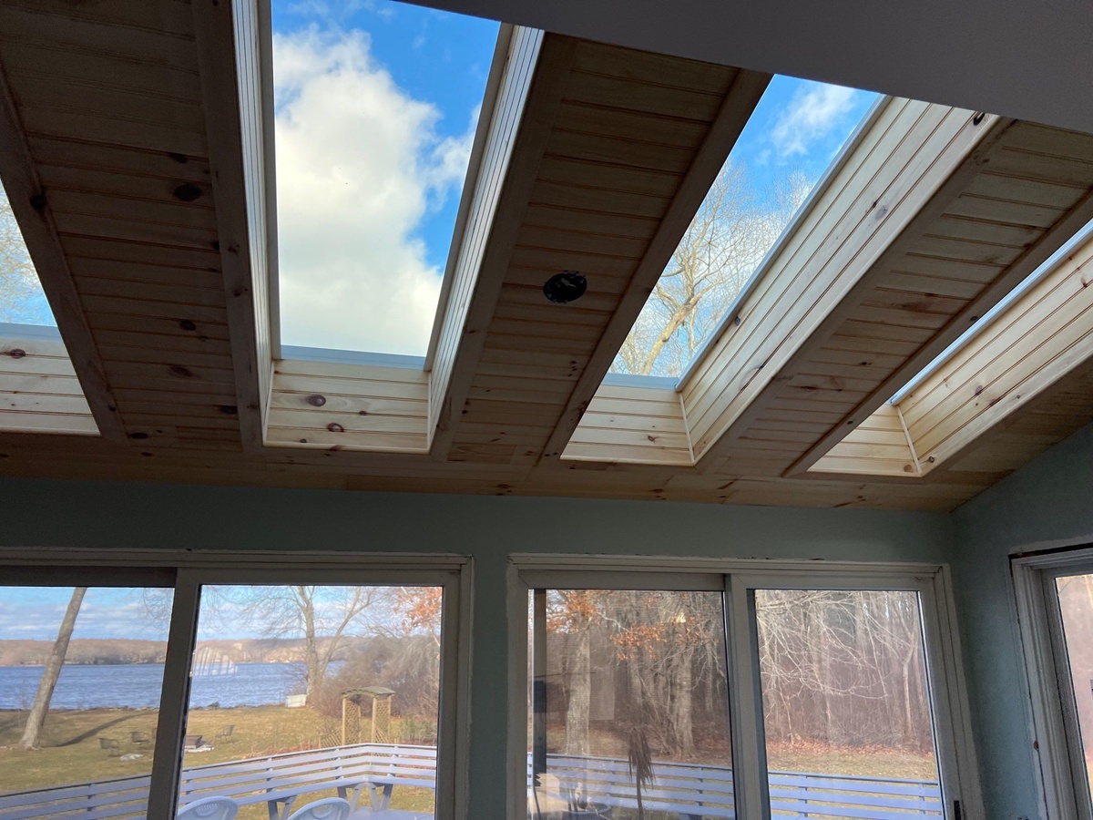 New VELUX skylights interior view South Kingstown RI exterior renovation