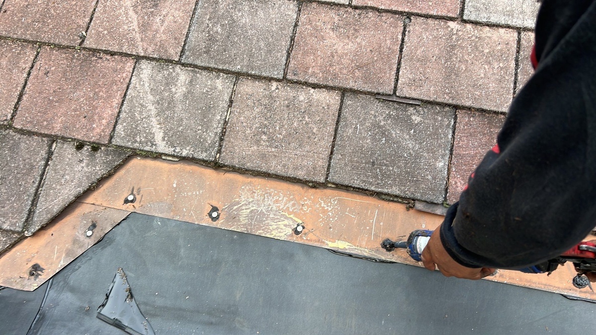 Old rubber roof surface before EPDM replacement in Glocester RI