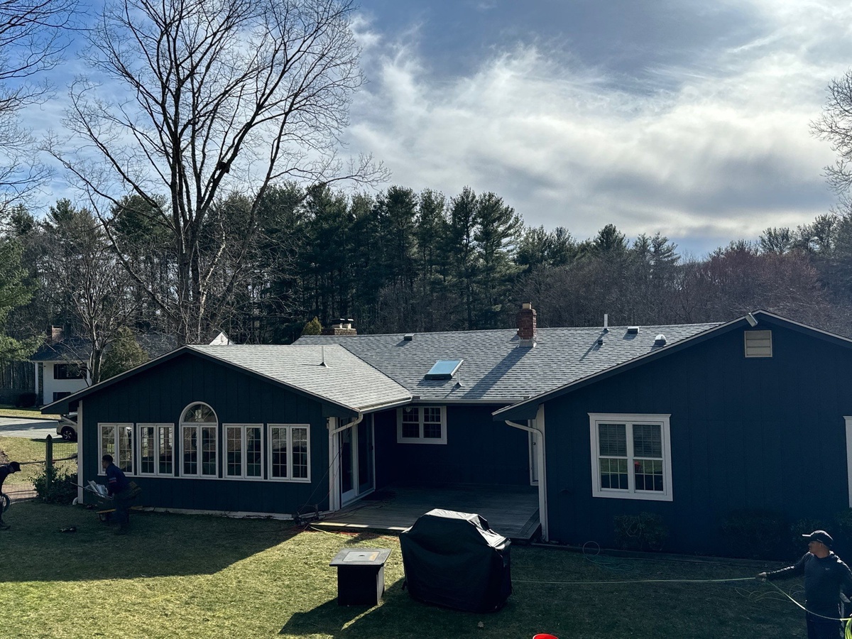 Landmark in Cobblestone Gray, Chimney Work, and a VELUX Solar Skylight — North Smithfield, RI