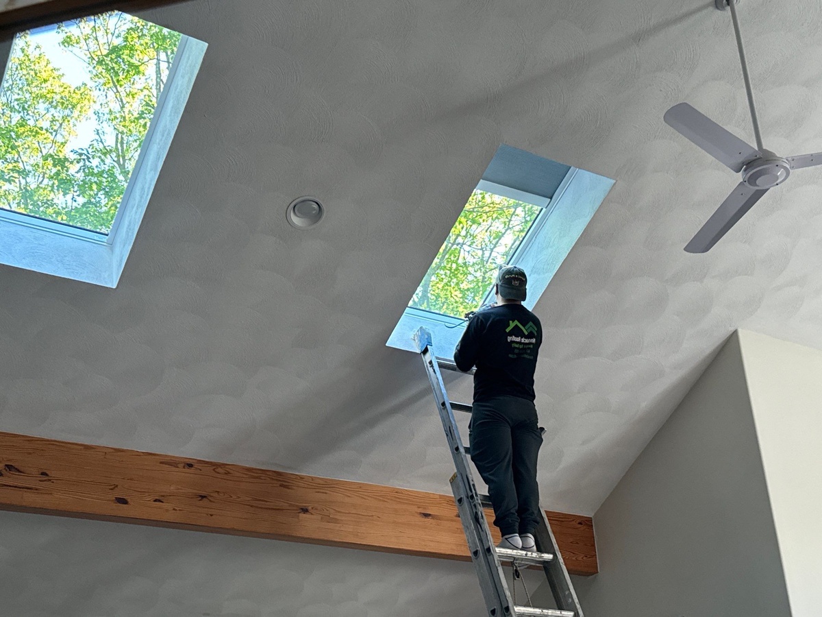 New skylight installed from interior Cranston RI roof replacement