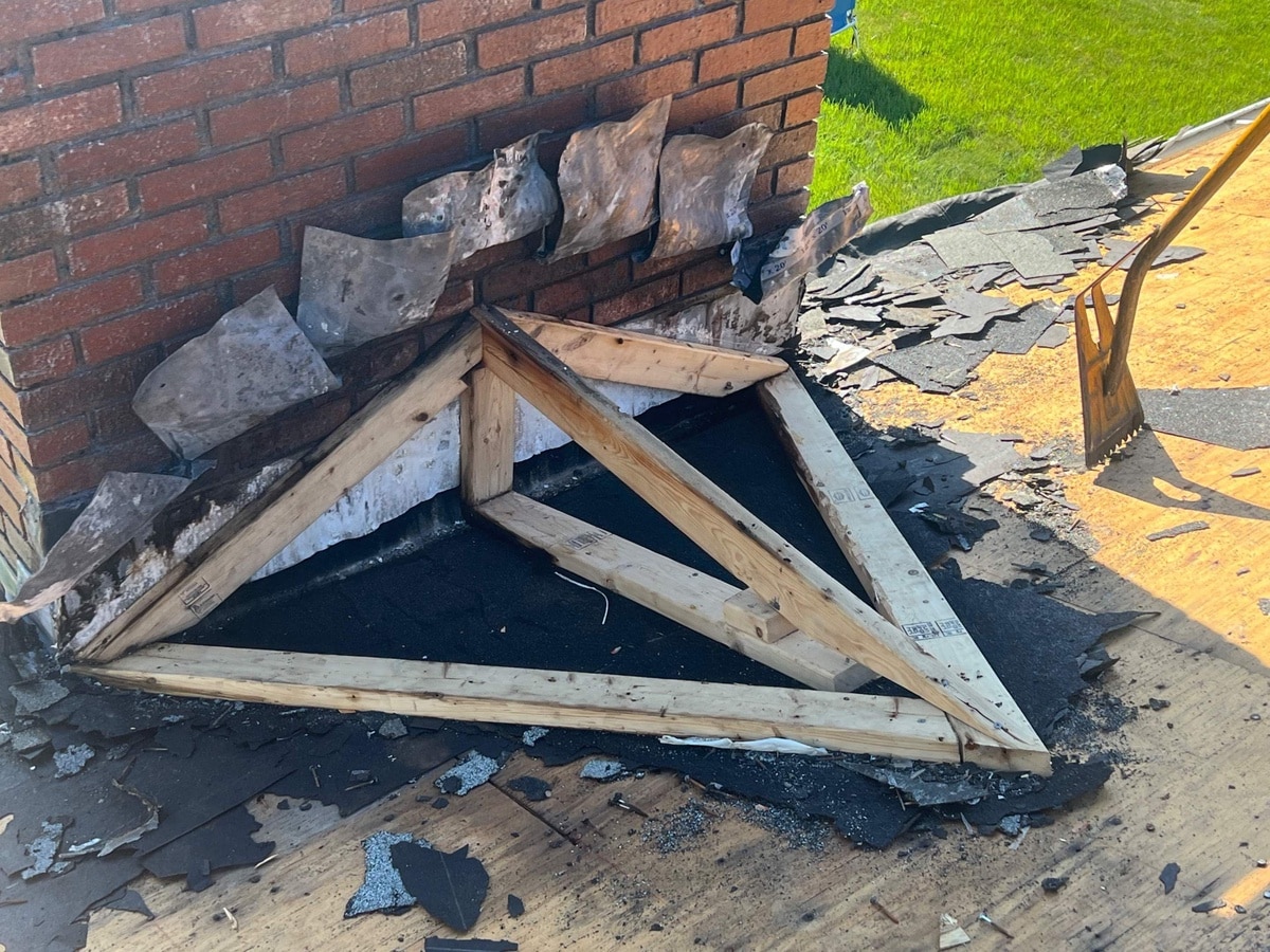 Chimney and rotted decking repair on Cumberland Landmark roof