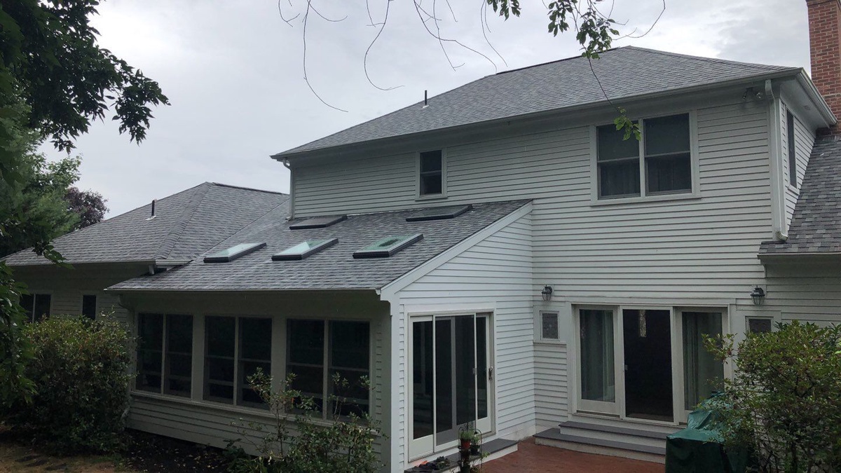 Wind-Storm Insurance Claim in North Kingstown, RI — Landmark PRO in Colonial Slate Plus VELUX Skylights