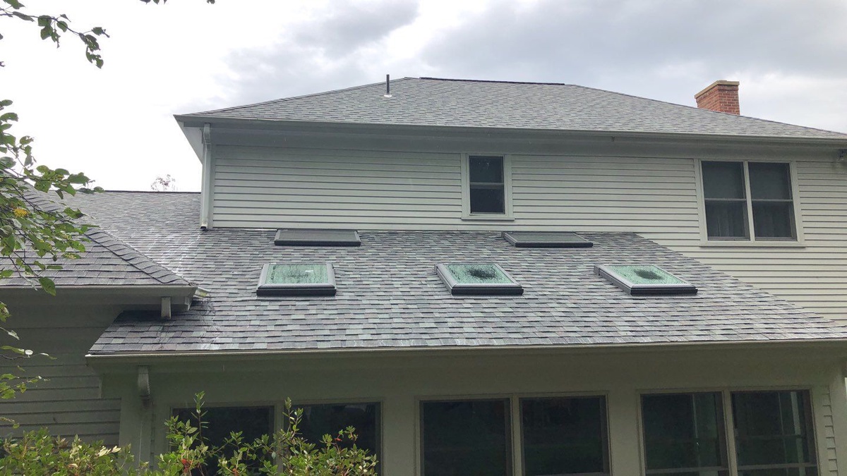 New VELUX skylights on Landmark PRO Colonial Slate roof North Kingstown RI
