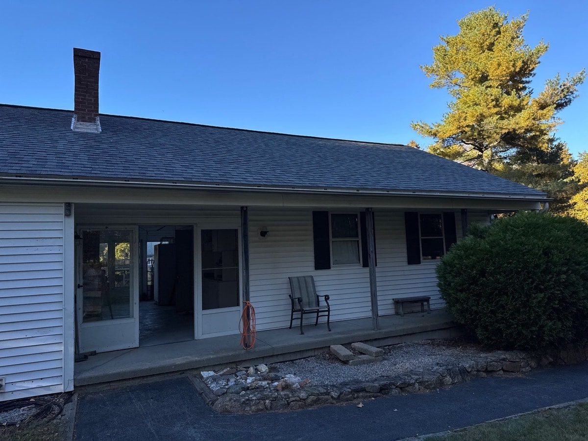 New Landmark Colonial Slate roof above rear porch, West Greenwich