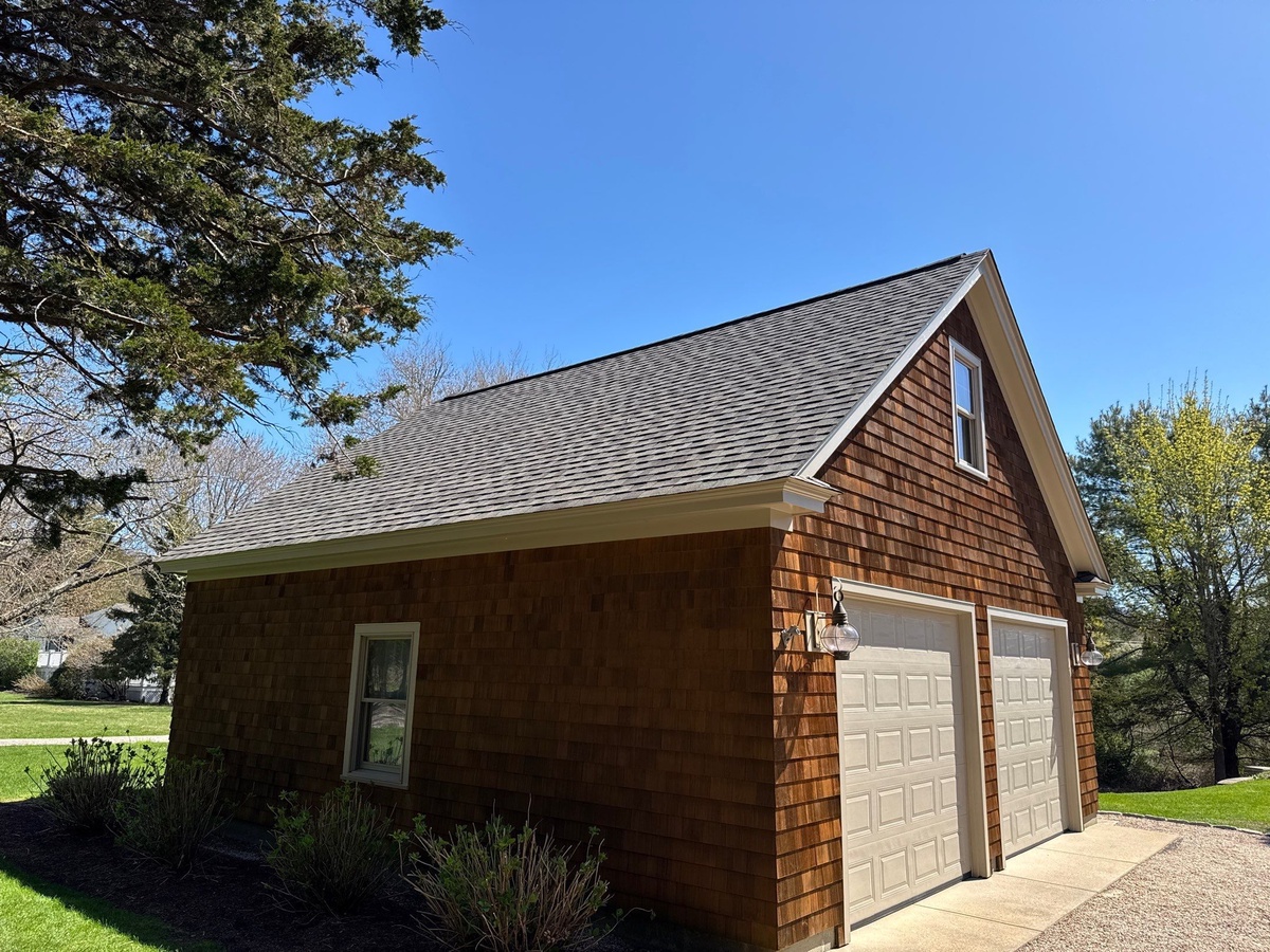 Matching new roof on detached garage Charlestown RI