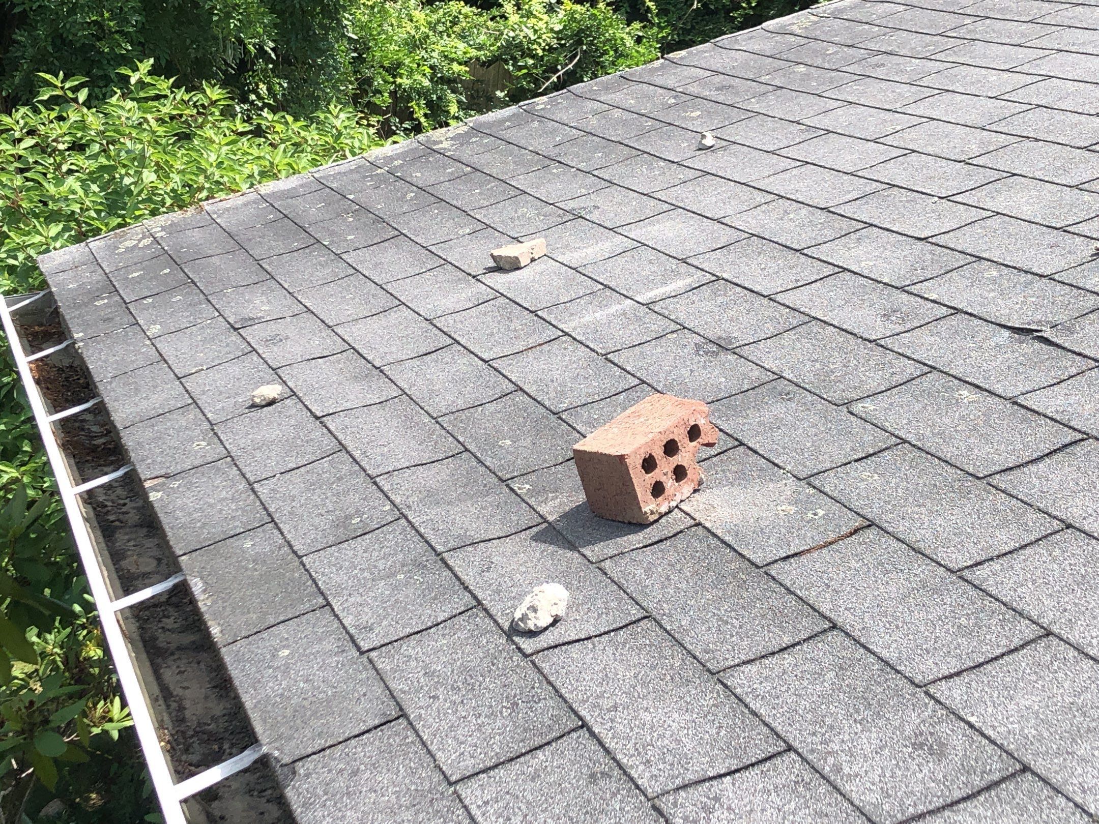Drone shot of Exeter storm roof inspection