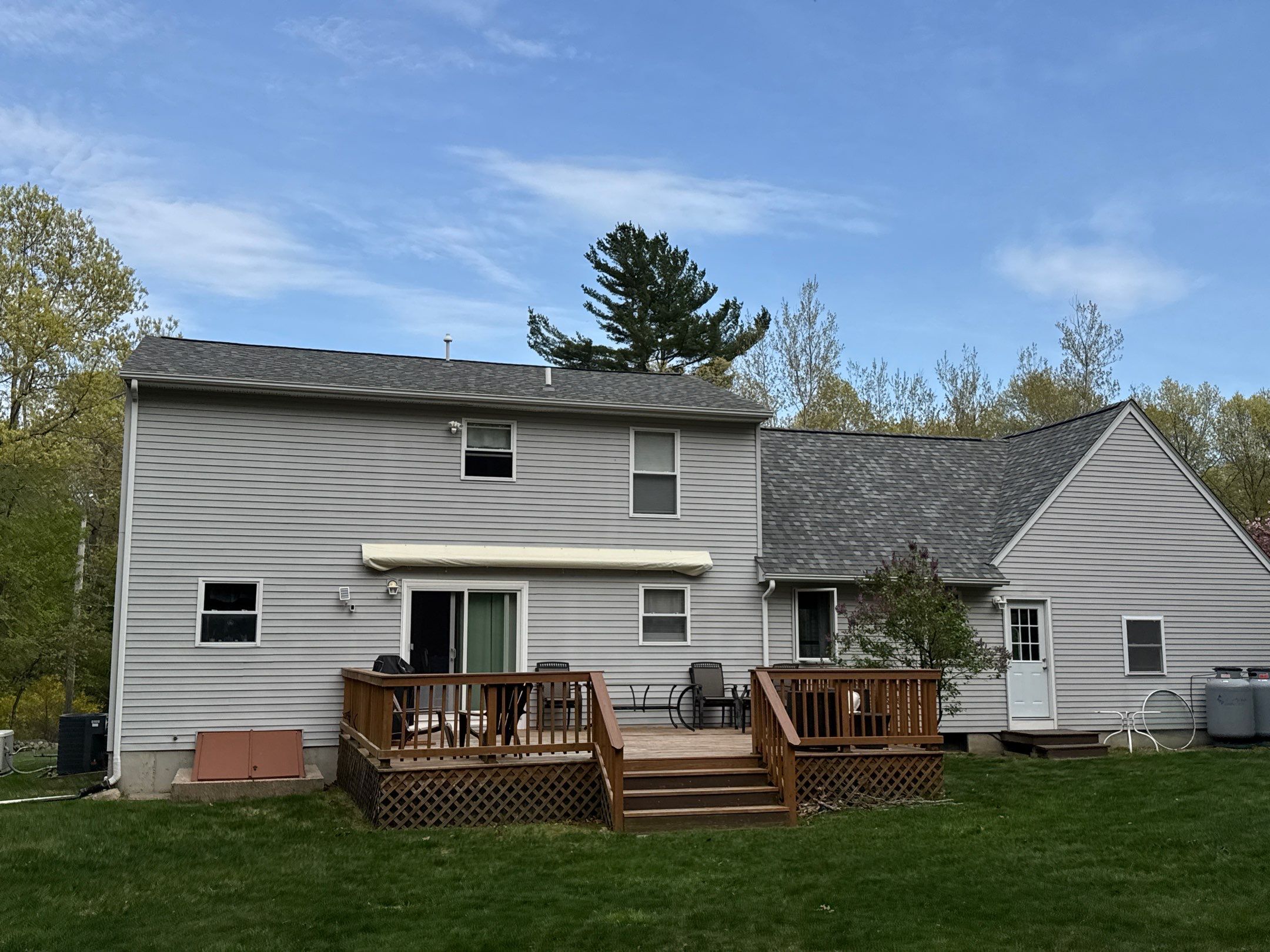 Finished Georgetown Gray roof over rear deck, Richmond storm