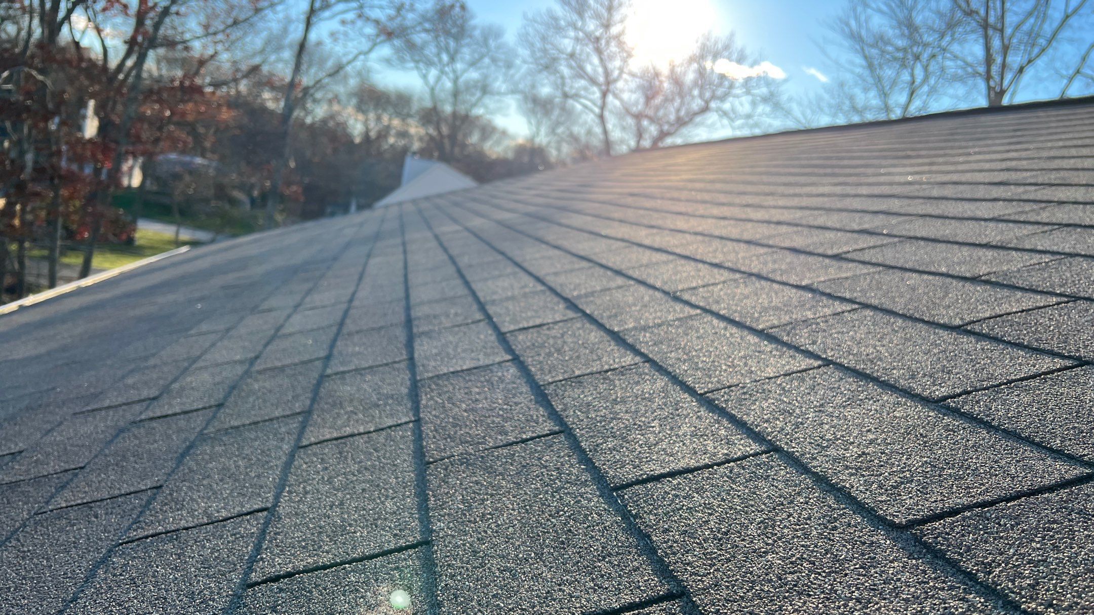 Charlestown roof repair, drone view of finished shingle roof surface