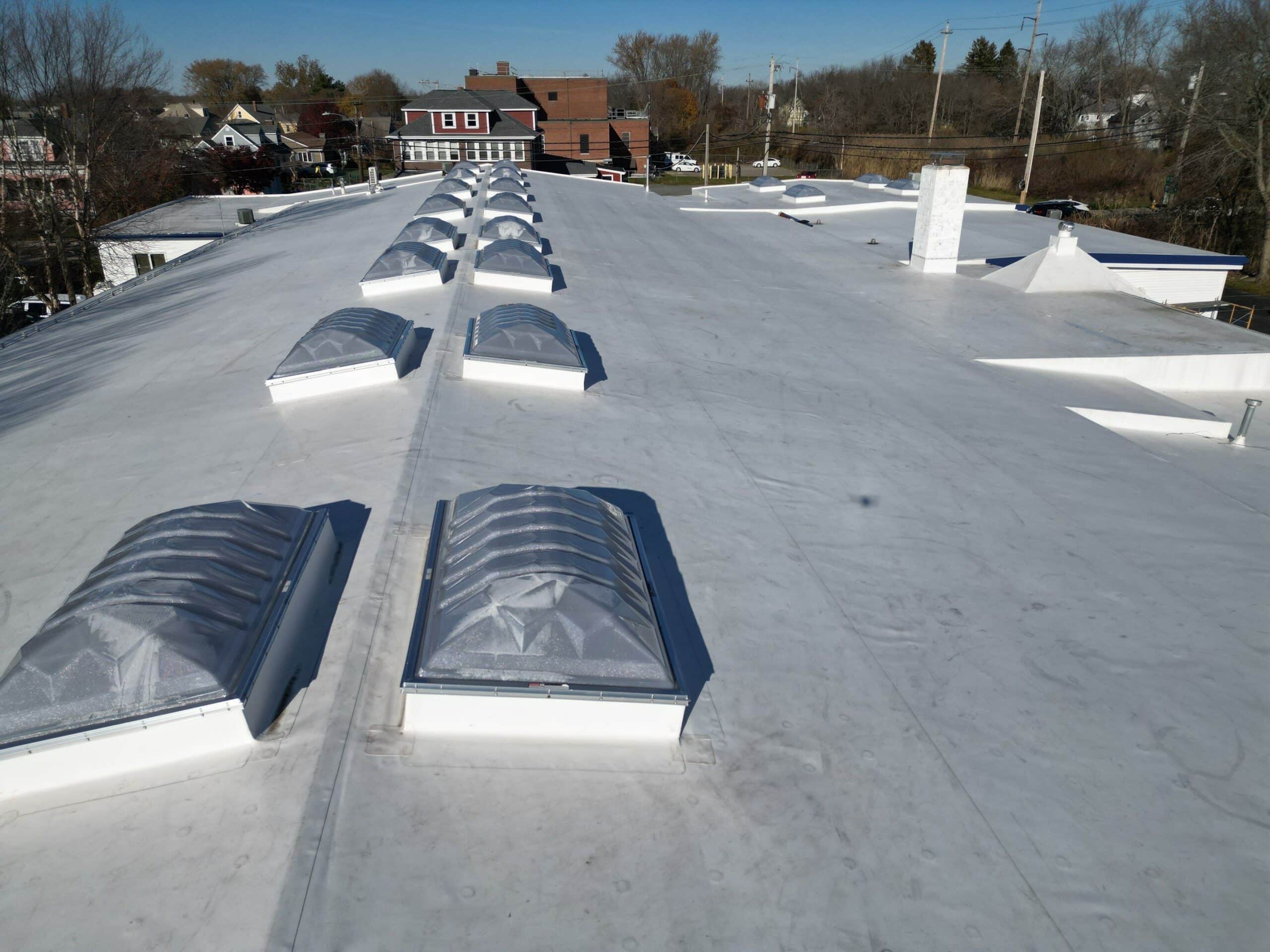 After — Warren Commercial Skylights — Dome Units Set Into a Low-Slope Membrane Roof