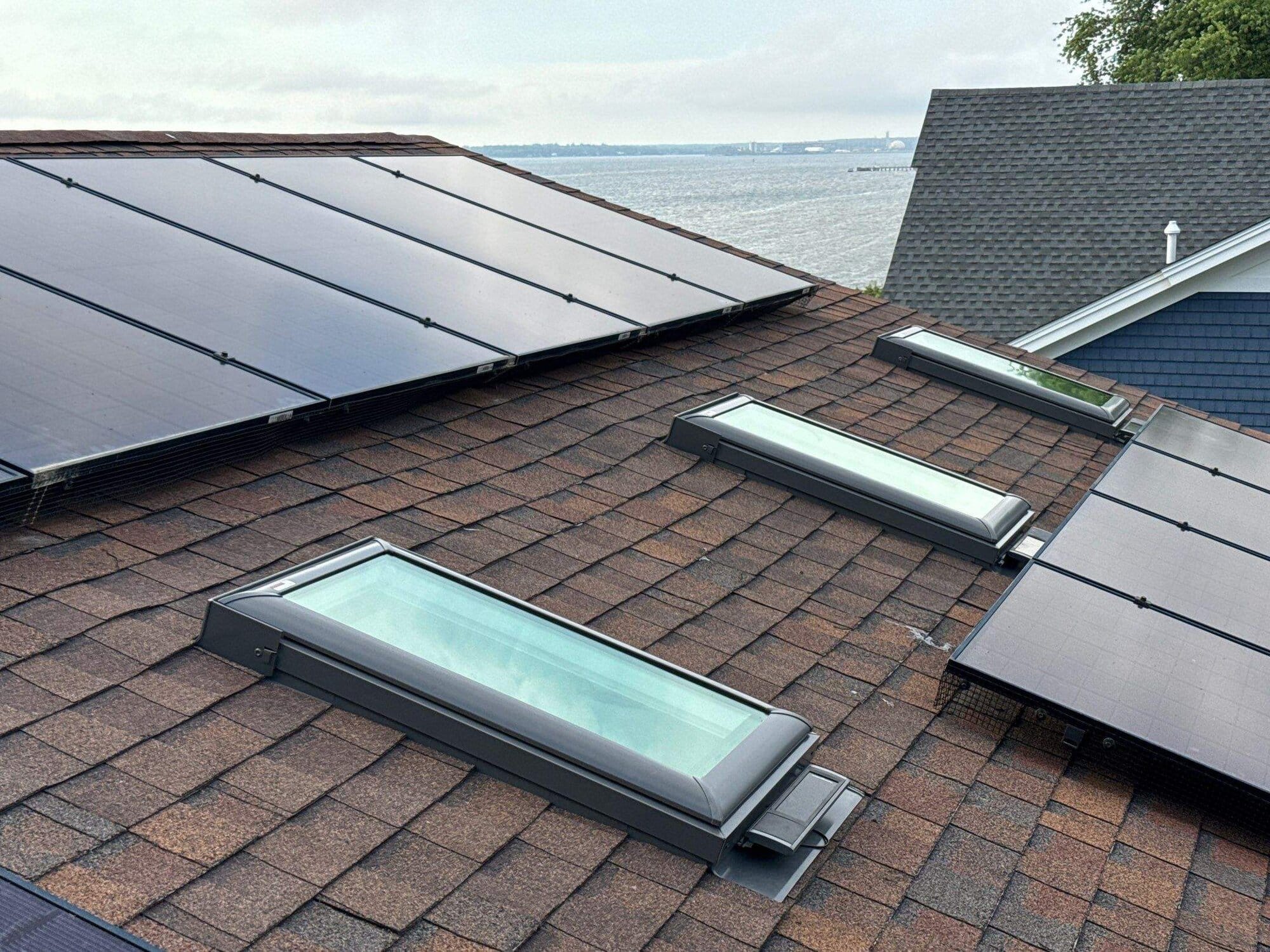After — Tiverton, RI Skylight Installation on Highland Rd: Multiple Deck-Mounted Skylights Open Up the Home