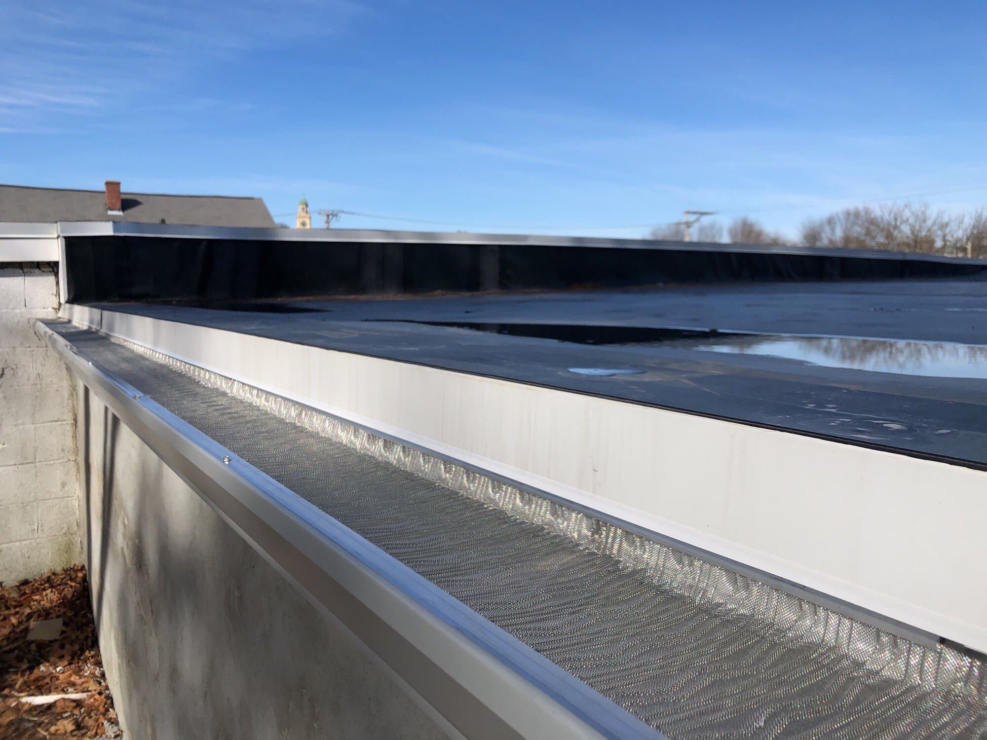 Finished asphalt shingle roof from above