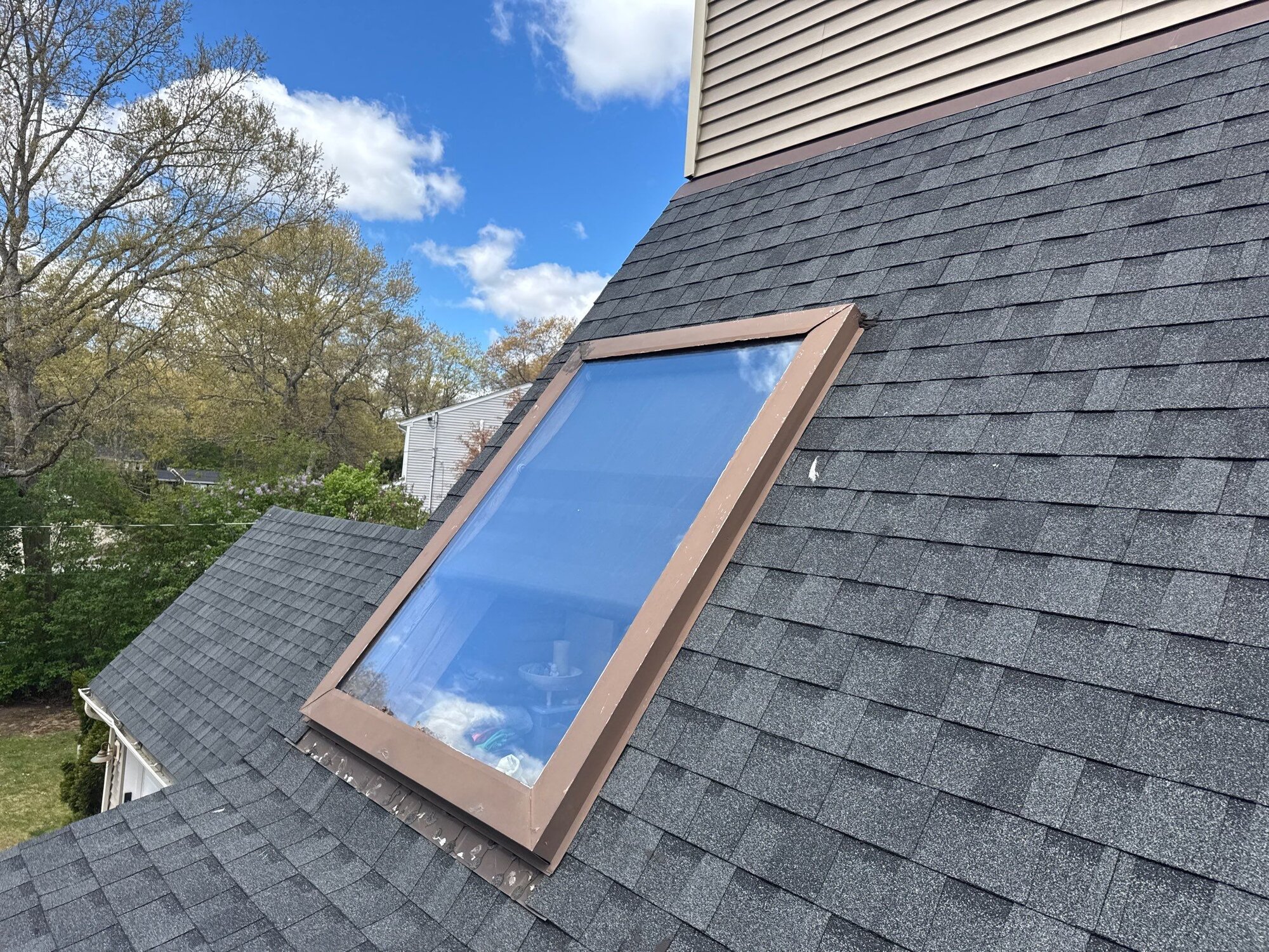 After — Coventry, RI Skylights: Deck-Mounted Skylight Install on a Cathedral-Ceiling Home
