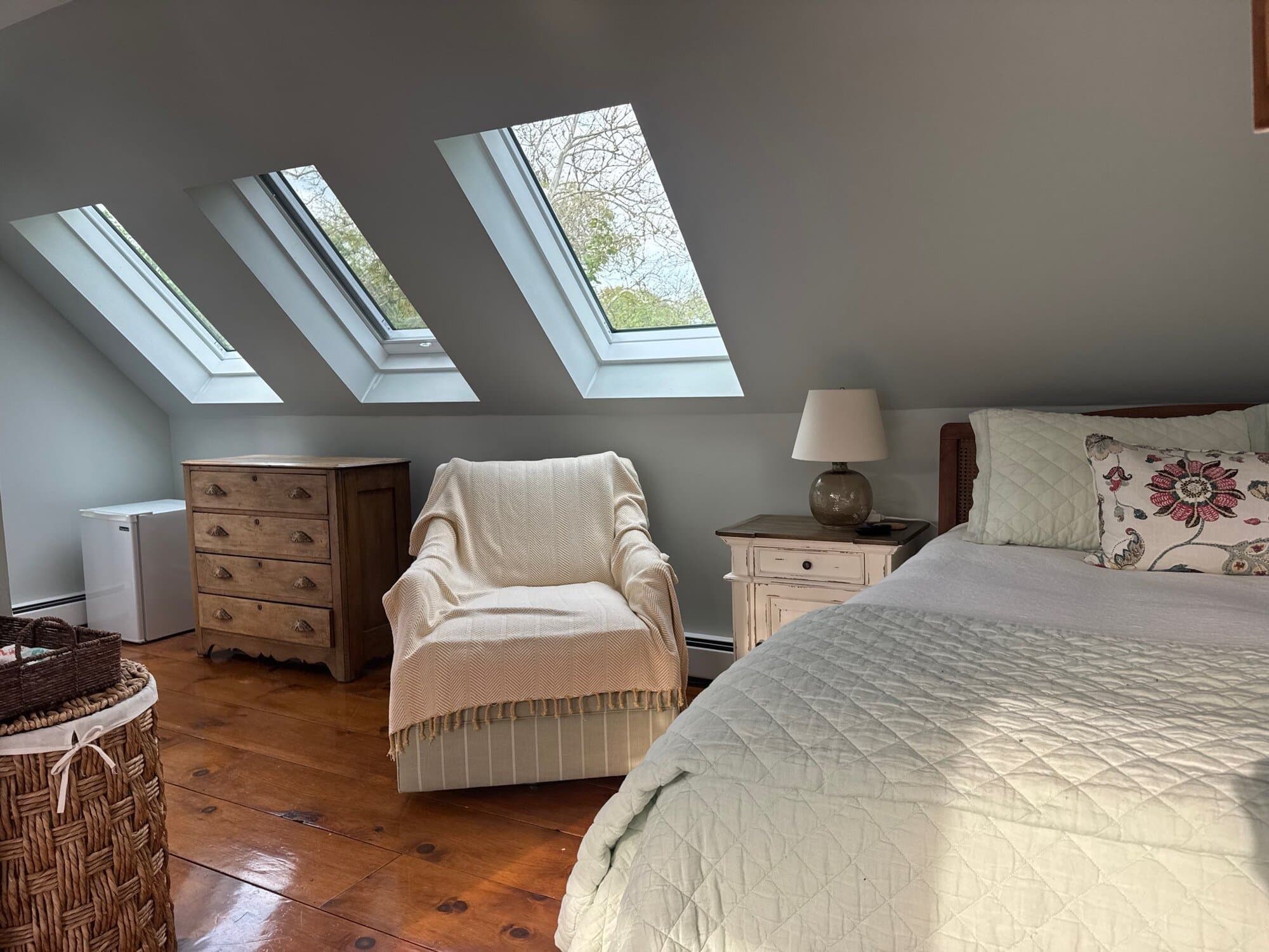 Deck-mounted skylight set into the finished roof