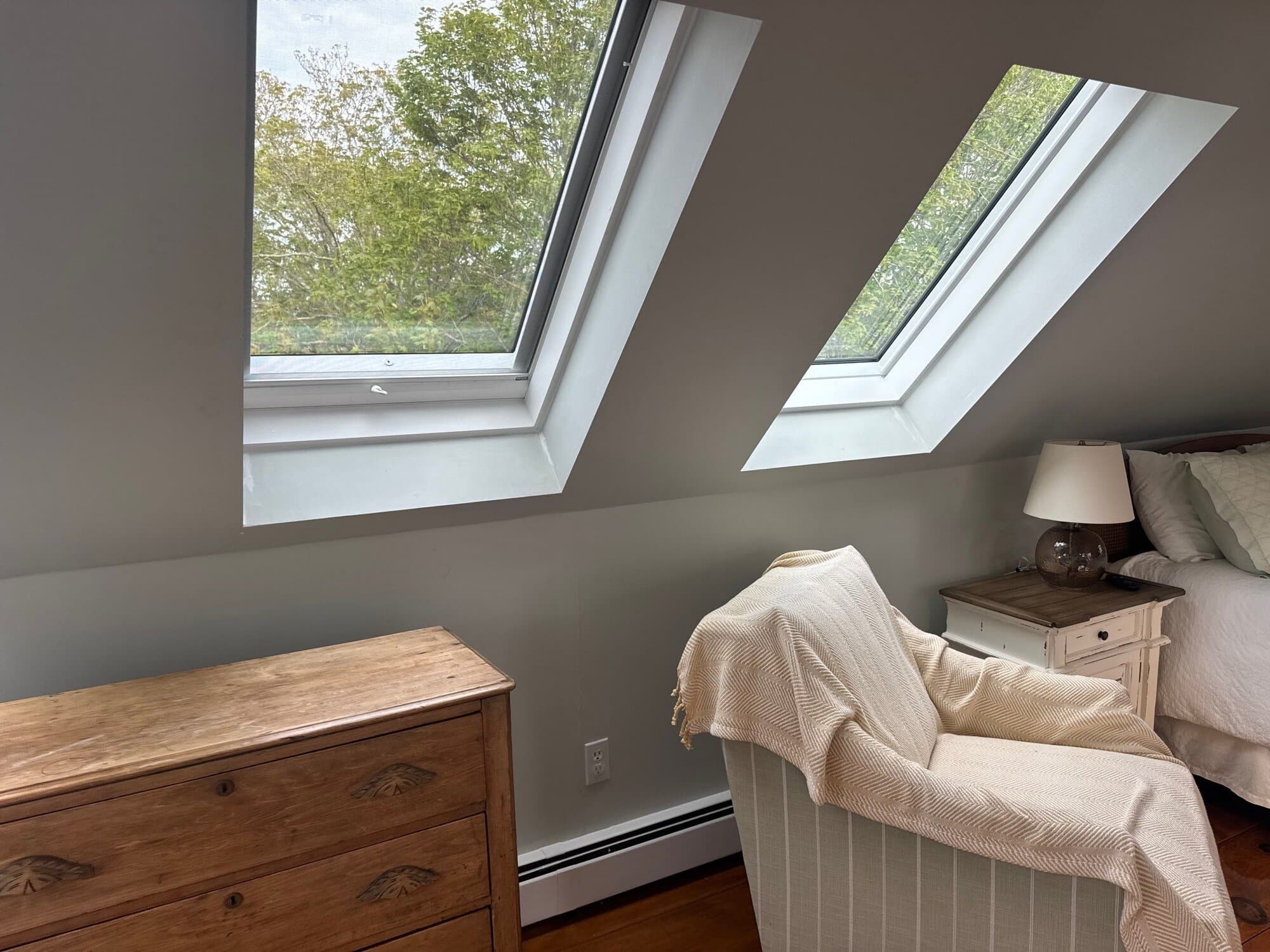 Clean skylight flashing detail on the completed roof
