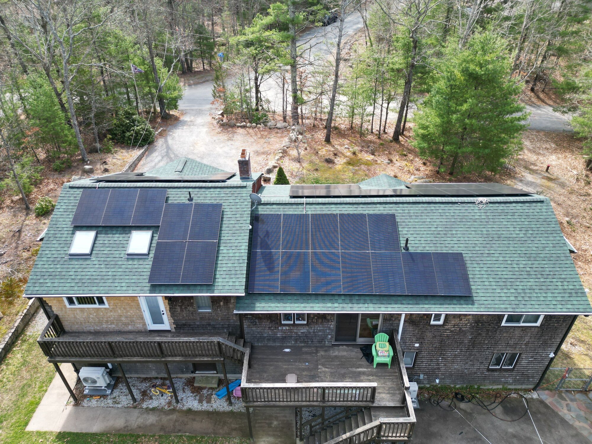 Deck-mounted skylight set into the finished roof