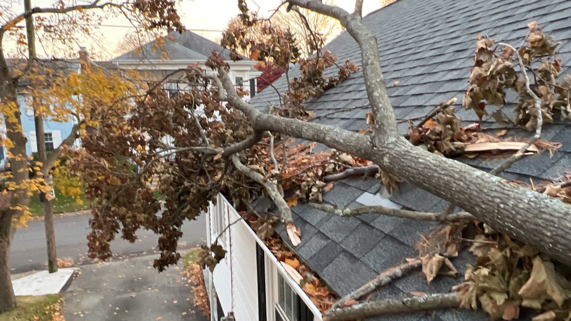 Restored roof after storm damage repair
