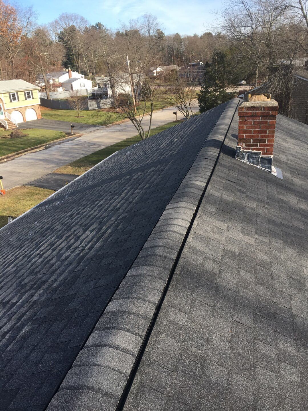 After — Johnston, RI Roof Replacement: Why a Continuous Ridge Vent Beats Box and Turbine Vents