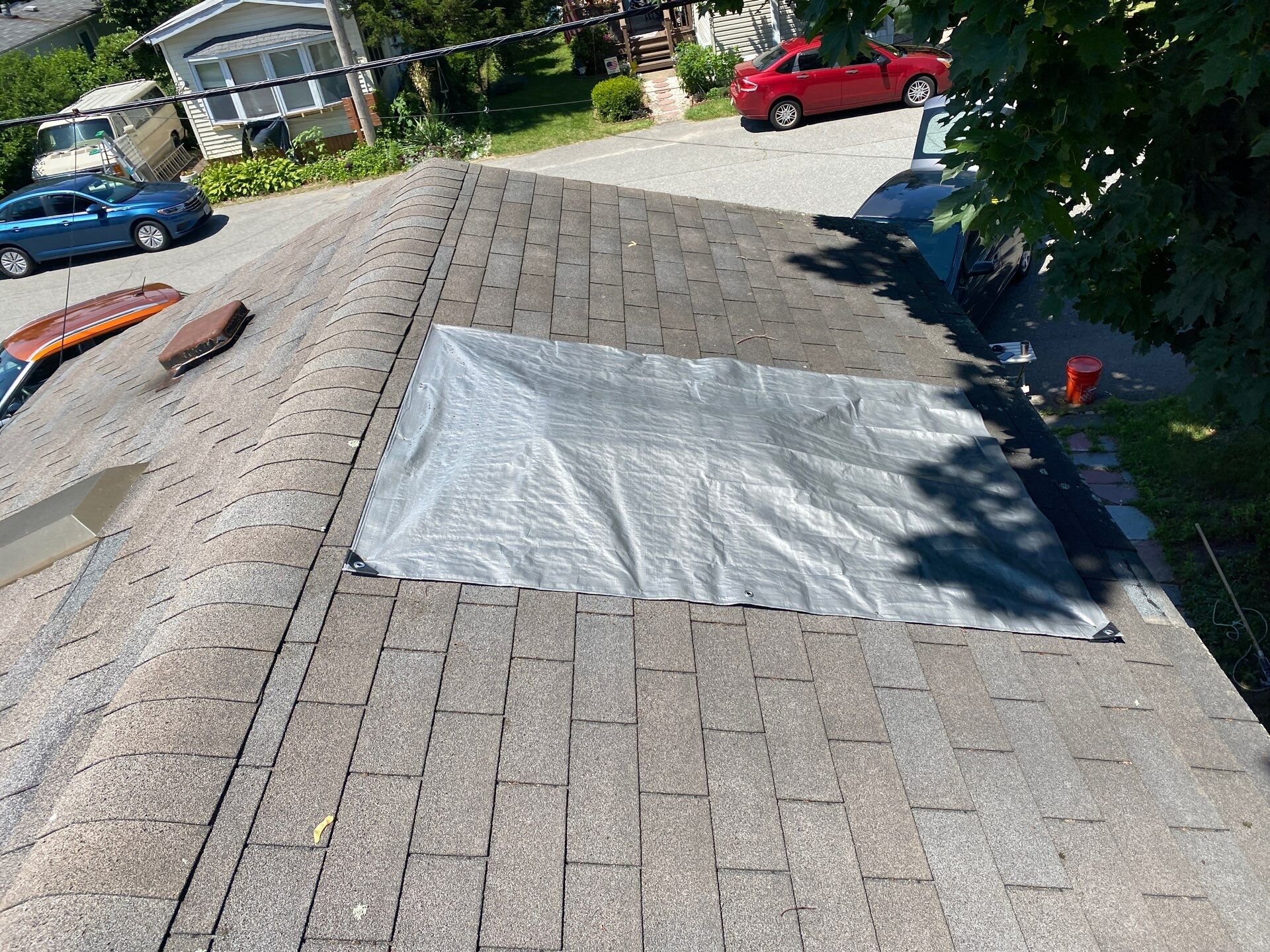 Restored roof after storm damage