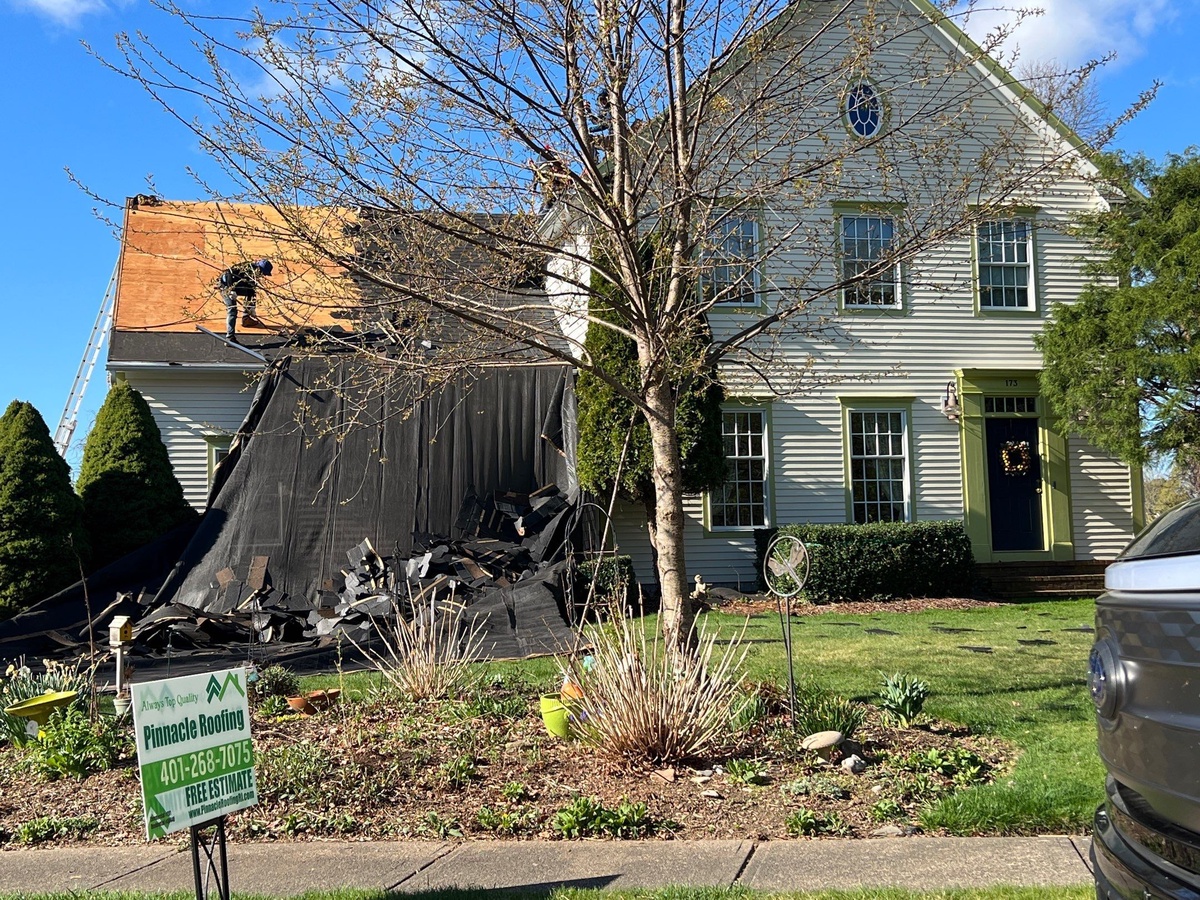 Completed CertainTeed Landmark PRO roof from street view in North Kingstown RI