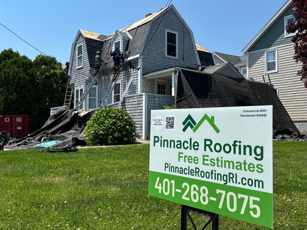 CertainTeed Landmark PRO Pewterwood mansard roof completed in Jamestown RI by Pinnacle Roofing
