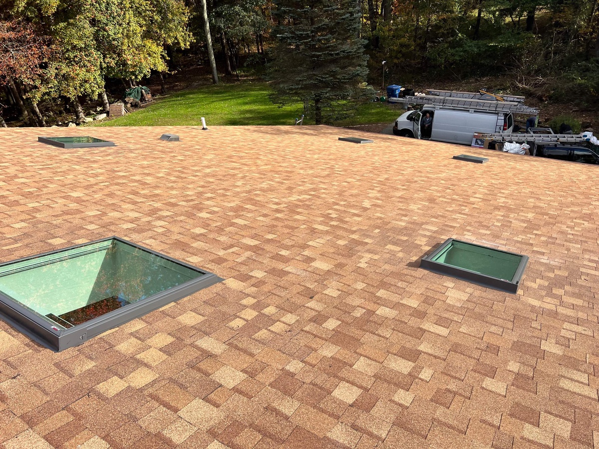 After — Four VELUX Skylights Set Into a Resawn Shake Roof — An East Greenwich, RI Roof and Skylight Project