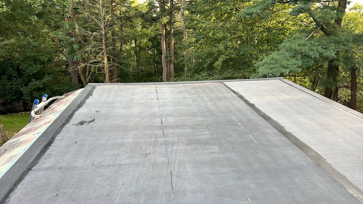 After — A Circa-1900 Harmony Lodge Gets a New EPDM Rubber Roof — Low-Slope Roofing in Glocester, RI