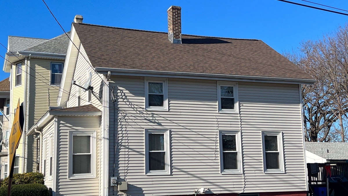 Insurance Claim Plus Chimney Flashing — CertainTeed Landmark in Heather Blend for a Pawtucket, RI Home
