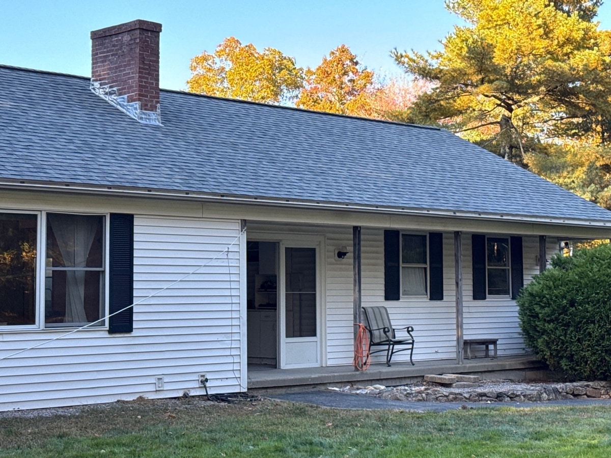 West Greenwich, RI Roof Replacement in CertainTeed Landmark Colonial Slate on a Wooded Ranch