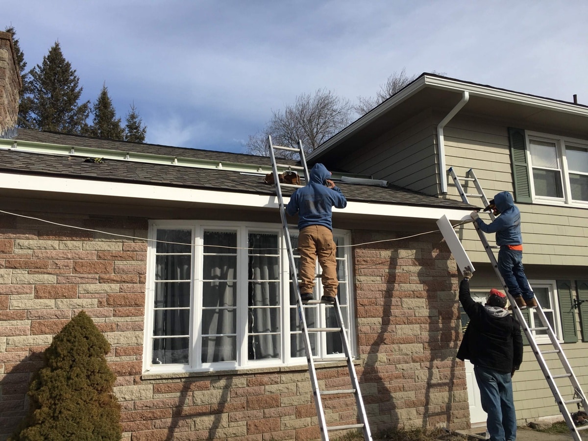 Seamless gutter and PVC trim install, Johnston
