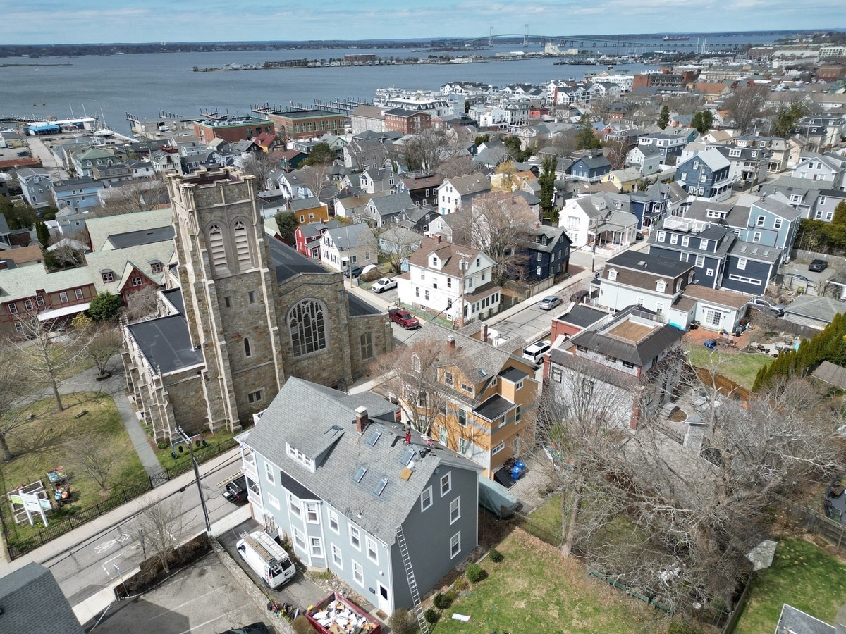 Scenic Newport rooftop and harbor view after roof work
