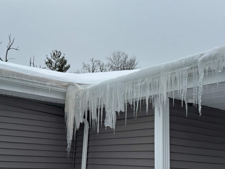 Ice dam on roof in Charlestown Rhode Island