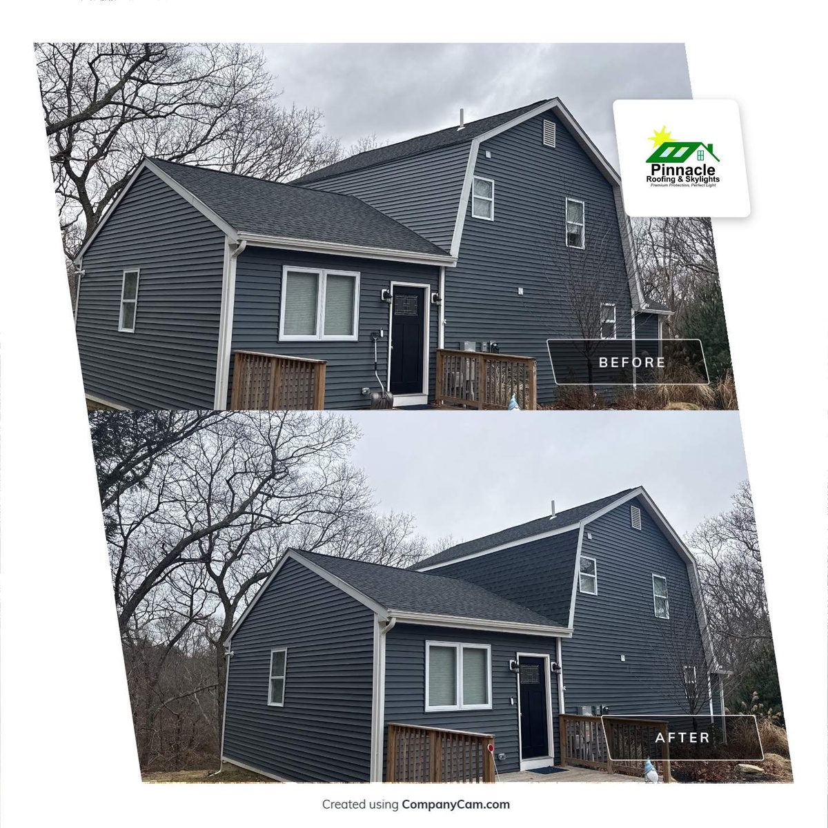 Showcase Project - GAF Timberline HDZ Johnston RI - Exposed roof deck after vinyl siding removal showing water damage beneath