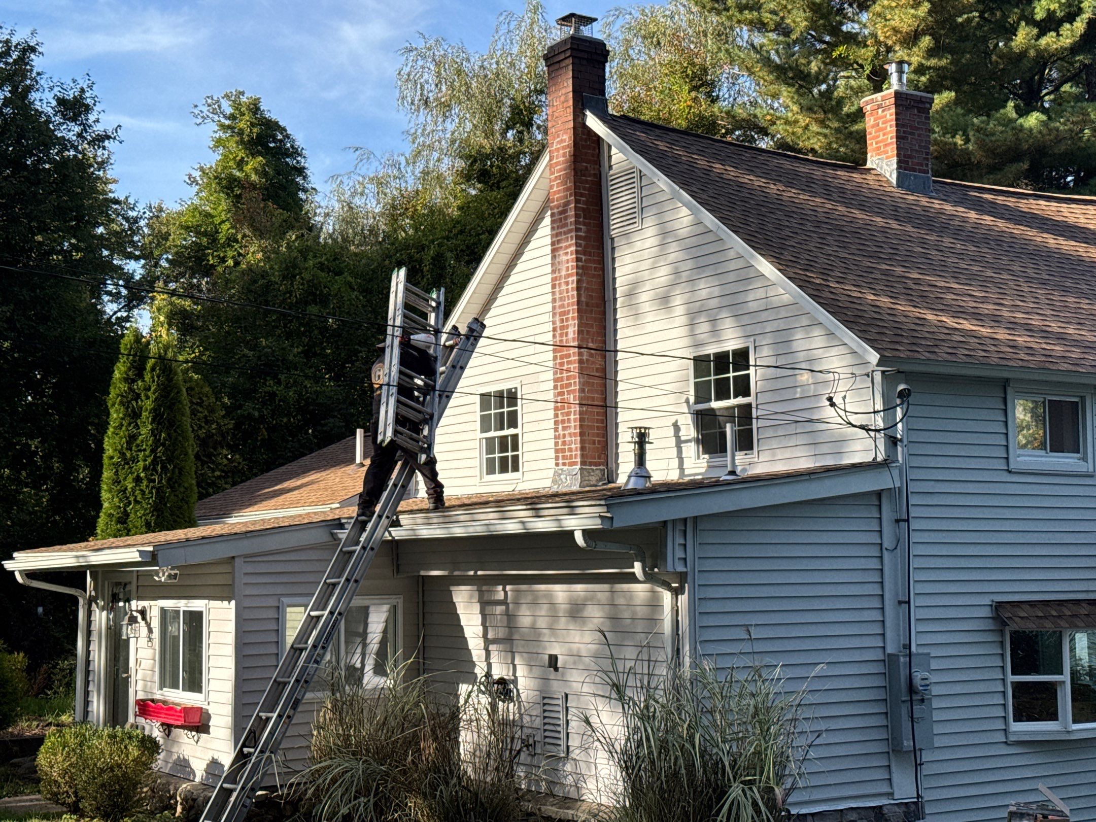 GAF Timberline HDZ Shakewood roof with flat roof section Hopkinton RI