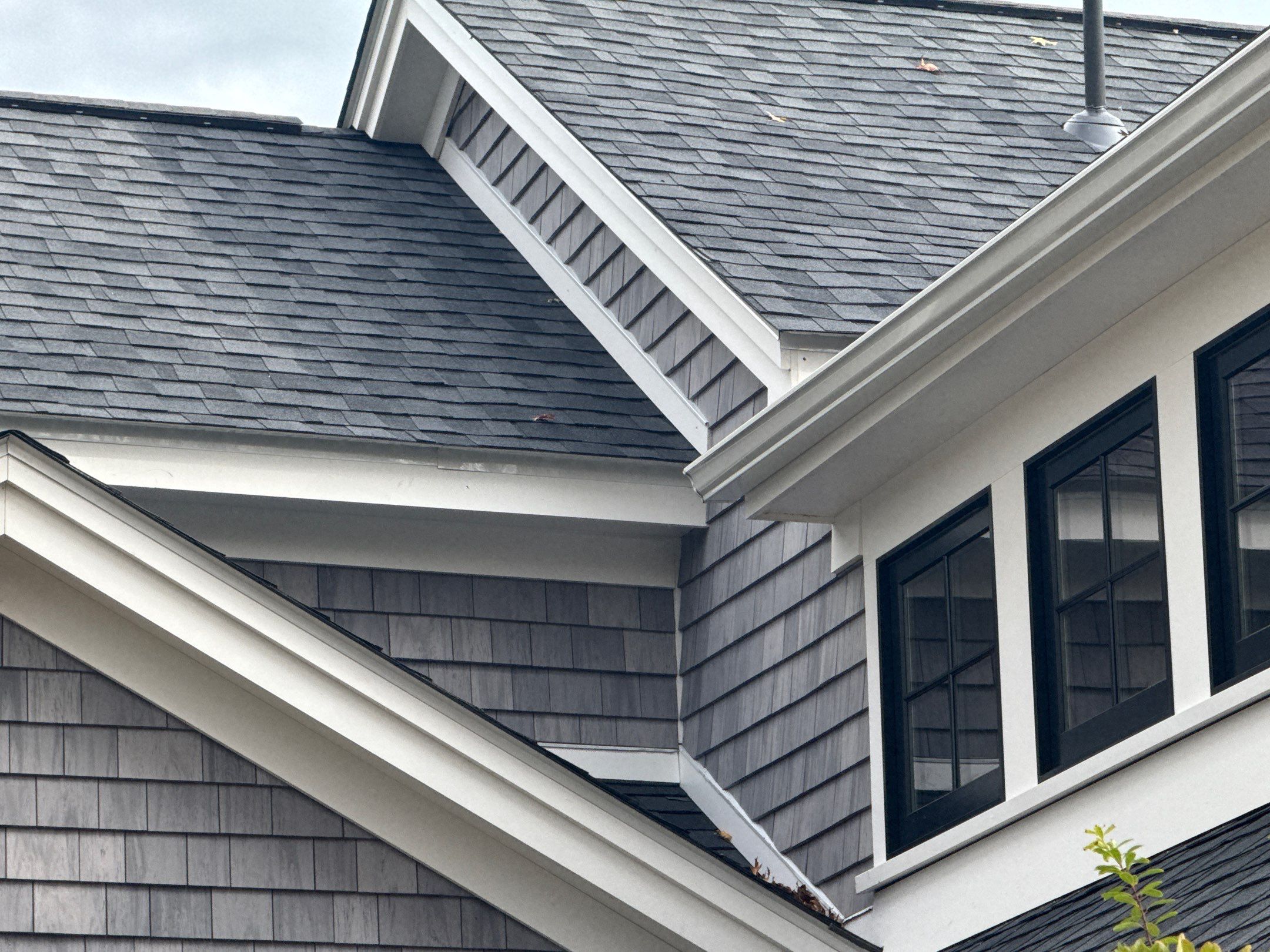 VELUX skylight installation detail with step flashing on Moire Black roof South Kingstown