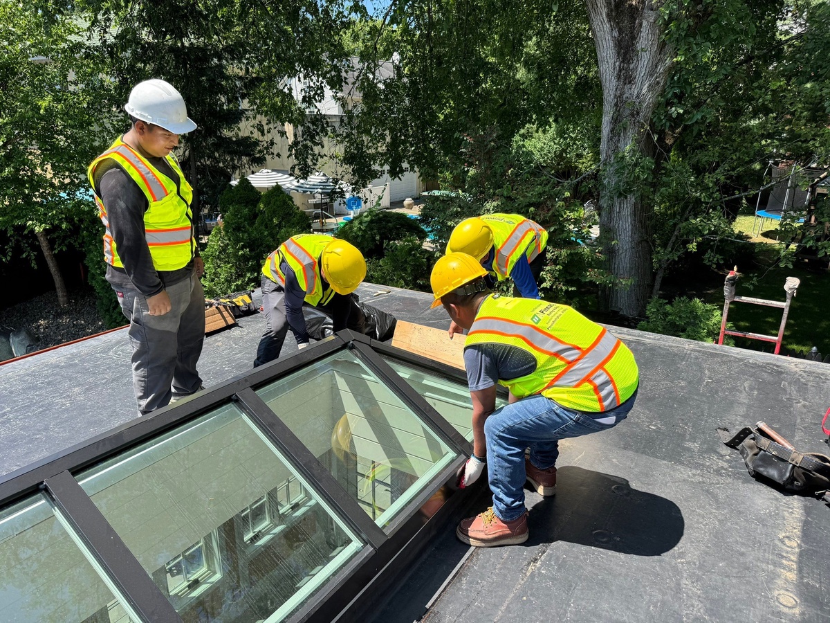 Showcase Project - VELUX Structural Skylight Providence RI - Structural framing prepared for the skylight rough opening — doubled headers and trimmers