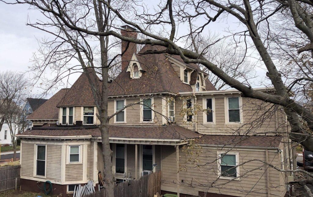 Historical Roof replacement in Central Falls, RI with asphalt shingles — Project #12023 by Pinnacle Roofing & Skylights