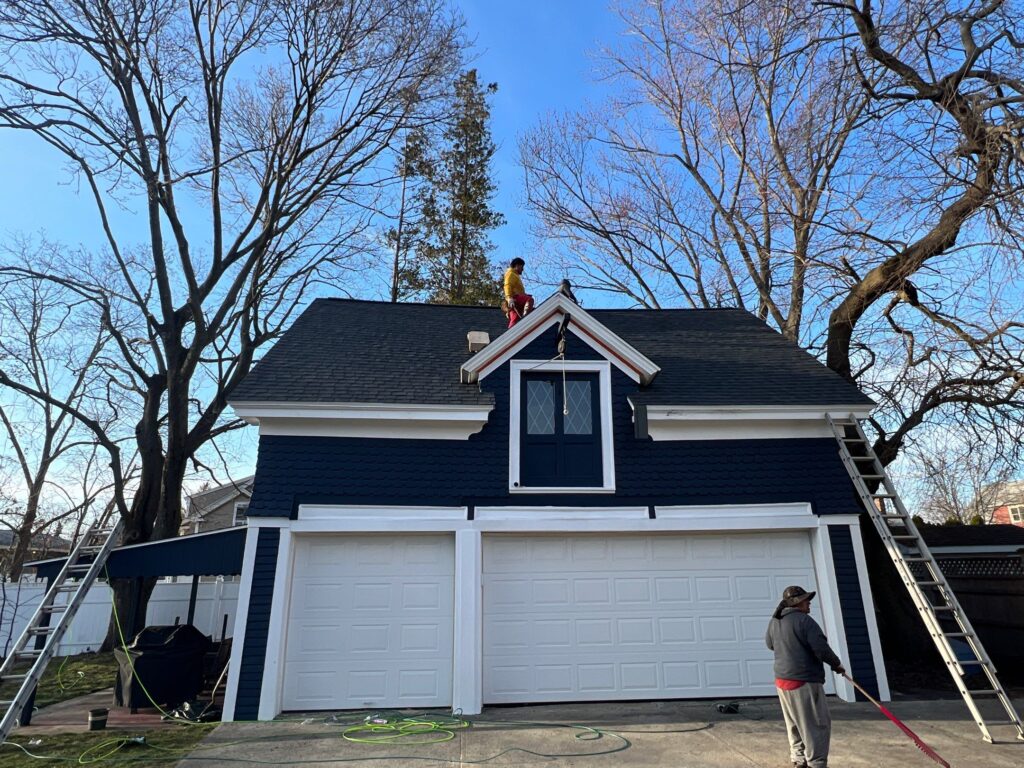 Roof replacement in Edgewood, RI using CertainTeed Landmark Pewterwood shingles — Project #11767 by Pinnacle Roofing & Skylights
